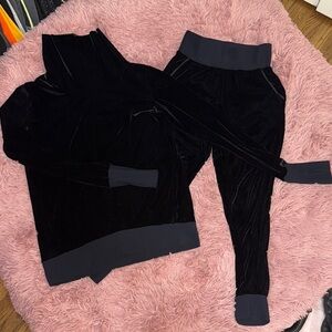 Maaji Black Velour Pants & Top Set Turtleneck, Thumbholes and Pockets